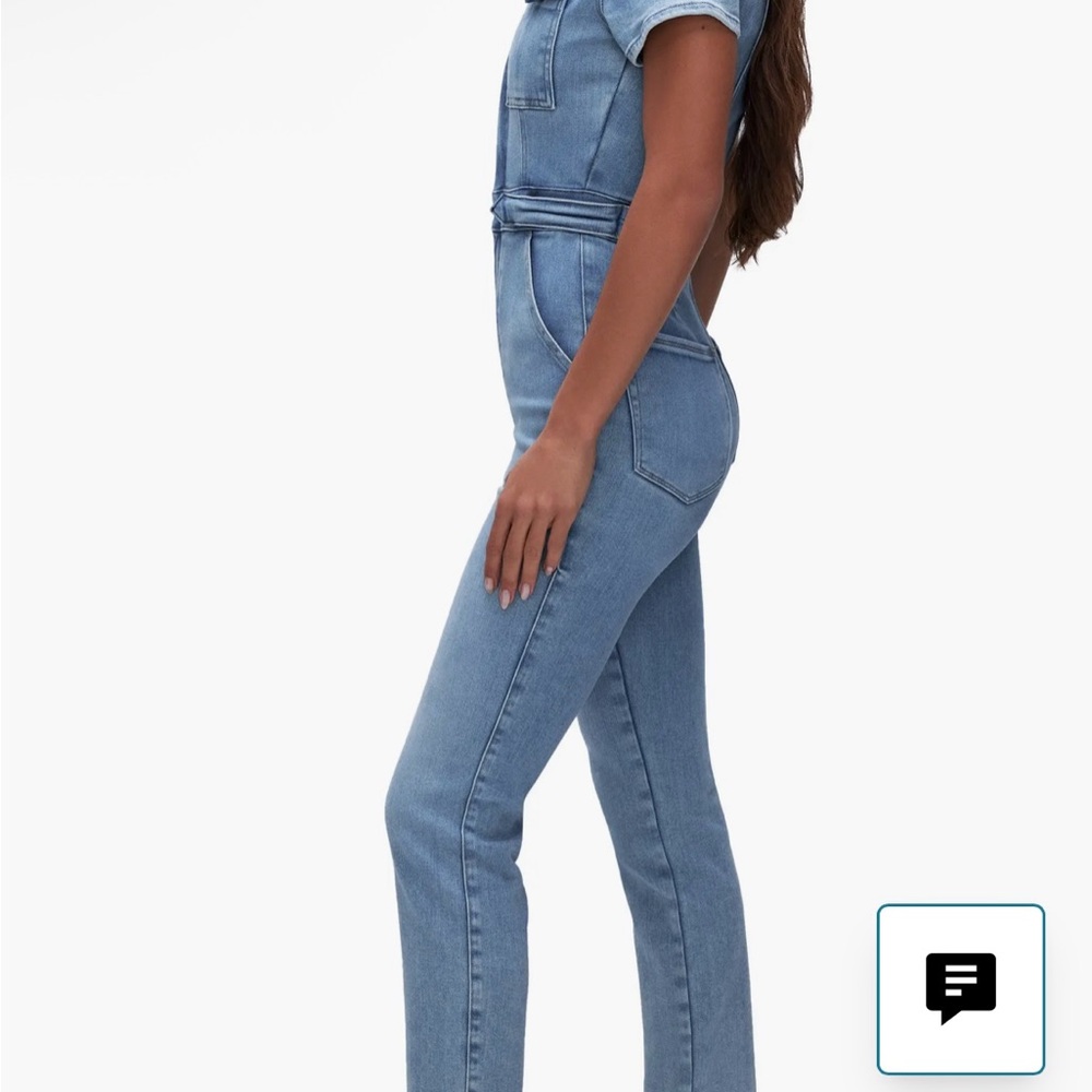 Good American Fit for Success Light Blue Denim Overalls